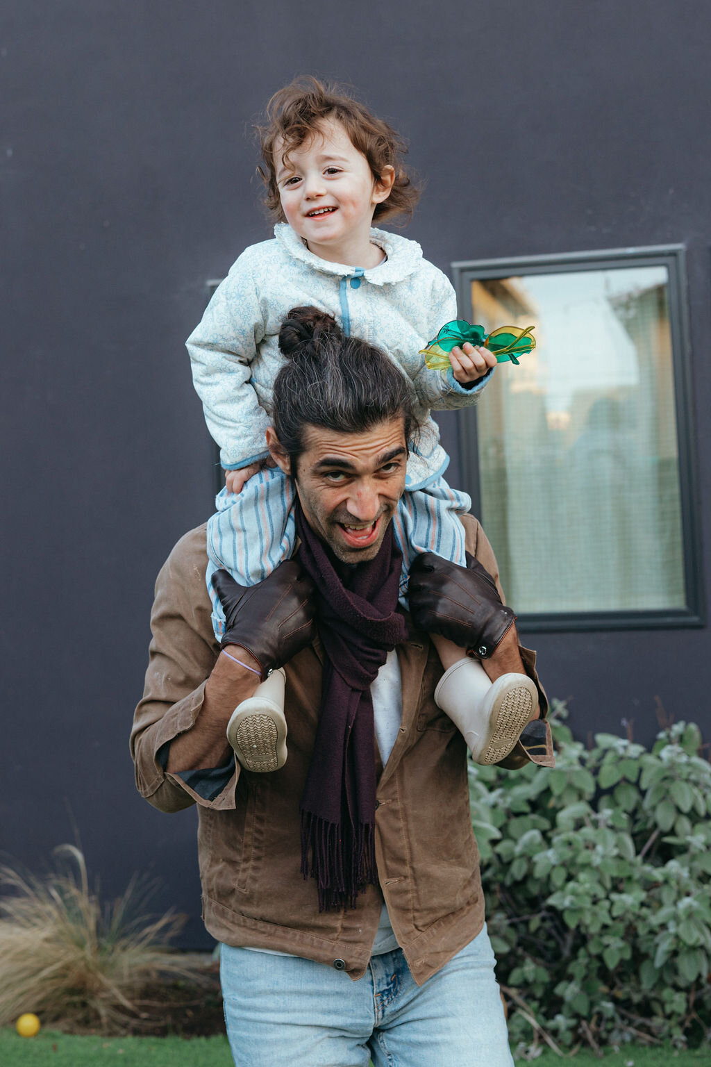 Kids drawing on the deck